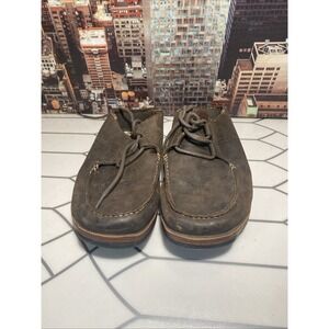 OluKai Ohana Lace Up Nubuck Brown Leather Loafer Shoes Mens Size 10.5
